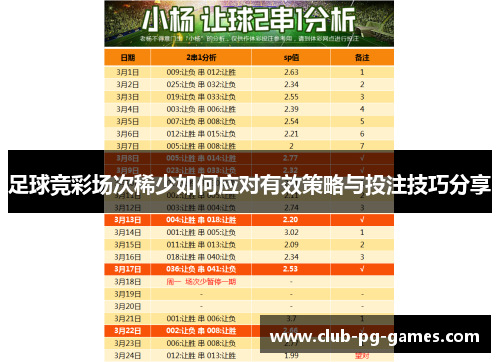 足球竞彩场次稀少如何应对有效策略与投注技巧分享